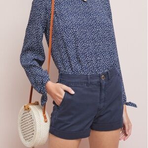 Anthropologie Relaxed Chino Shorts 27 Navy Blue
